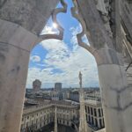 Image of a city through a window frame